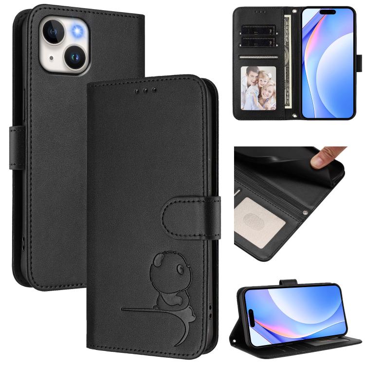 Litter Panda Embossing RFID Leather Phone Case with Lanyard, For iPhone 14 Pro Max, For iPhone SE 2022 / 2020 / 8 / 7, For iPhone 13 Pro Max, For iPhone 13 Pro, For iPhone 13 mini, For iPhone 12 / 12 Pro, For iPhone 12 Pro Max, For iPhone 12 mini