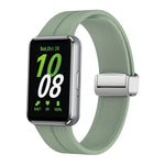 Magnetic Fold Silver Buckle Silicone Watch Band, For Samsung Galaxy Fit 3