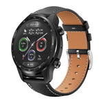 xDfind Flat Head Black Shark Fine Grain Leather Watch Band, 20mm For Ticwatch GTH / E3 / E / 2, 22mm For Ticwatch Pro X / Pro3 / Pro / GTX / E2