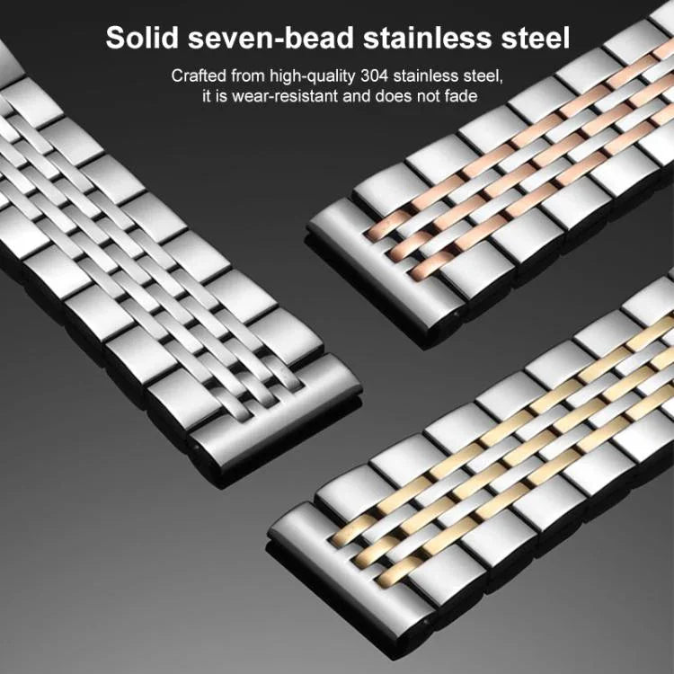 xDfind Seven-bead Solid Stainless Steel Watch Band, For Samsung Galaxy Watch Ultra / Ultra 2025, For Samsung Galaxy Watch8 / Wacth8 Classic, For Samsung Galaxy Watch 7 / 6 / 5 / FE, For Samsung Galaxy Fit3 SM-R390