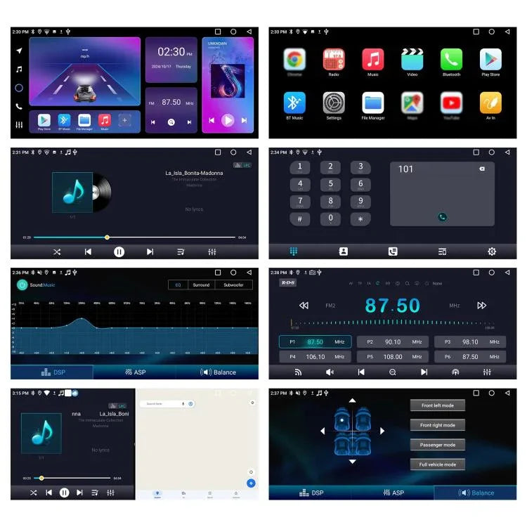 10.36 inch Screen Android 15 Car CarPlay Navigation Integrated Machine with Dual Knob, Standard, Standard+AHD+Microphone