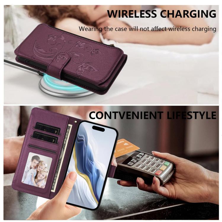 Butterfly Love Flower Multi-card Zipper Wallet Leather Phone Case, For iPhone 16 Pro, For iPhone 16 Plus, For iPhone 16, For iPhone 15 Pro Max, For iPhone 15 Pro, For iPhone 15 Plus