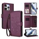 Butterfly Love Flower Multi-card Zipper Wallet Leather Phone Case, For iPhone 13 Pro Max, For iPhone 13 Pro, For iPhone 13 mini, For iPhone 12 / 12 Pro, For iPhone 12 Pro Max, For iPhone 12 mini