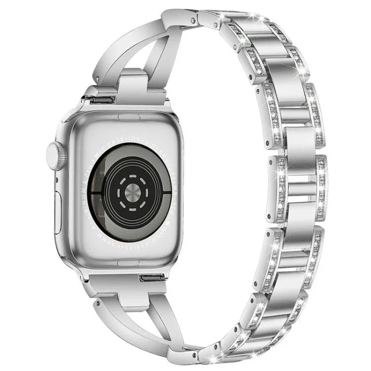 xDfind X-Shaped Single Row Diamond Metal Watch Band, For Apple Watch 42 / 44 / 45 / 46 / 49mm, For Apple Watch 38 / 40 / 41 / S10 42mm