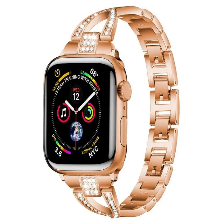 xDfind X-Shaped Single Row Diamond Metal Watch Band, For Apple Watch 42 / 44 / 45 / 46 / 49mm, For Apple Watch 38 / 40 / 41 / S10 42mm