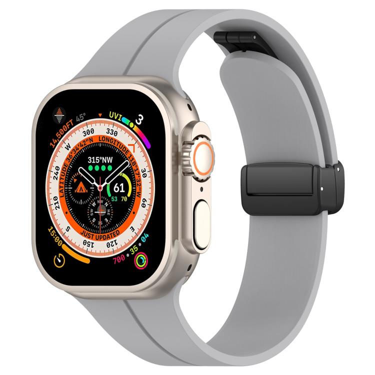 xDfind  Flat Head Groove Folding Black Buckle Silicone Watch Band, For Apple Watch 42 / 44 / 45 / 46 / 49mm, For Apple Watch 38 / 40 / 41 / S10 42mm