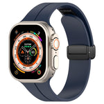 xDfind  Flat Head Groove Folding Black Buckle Silicone Watch Band, For Apple Watch 42 / 44 / 45 / 46 / 49mm, For Apple Watch 38 / 40 / 41 / S10 42mm