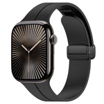 xDfind  Flat Head Groove Folding Black Buckle Silicone Watch Band, For Apple Watch 42 / 44 / 45 / 46 / 49mm, For Apple Watch 38 / 40 / 41 / S10 42mm
