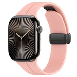 xDfind  Flat Head Groove Folding Black Buckle Silicone Watch Band, For Apple Watch 42 / 44 / 45 / 46 / 49mm, For Apple Watch 38 / 40 / 41 / S10 42mm