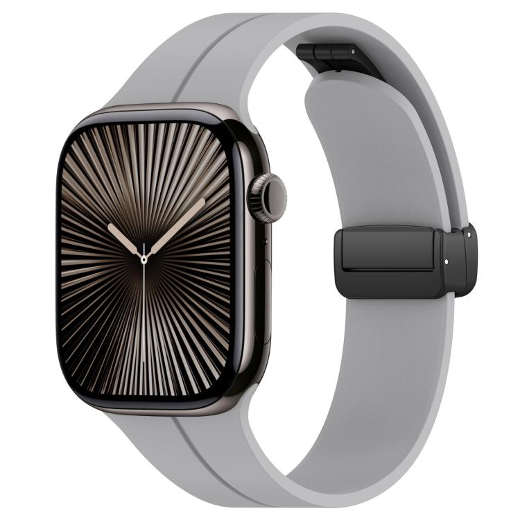 xDfind  Flat Head Groove Folding Black Buckle Silicone Watch Band, For Apple Watch 42 / 44 / 45 / 46 / 49mm, For Apple Watch 38 / 40 / 41 / S10 42mm