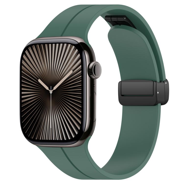 xDfind  Flat Head Groove Folding Black Buckle Silicone Watch Band, For Apple Watch 42 / 44 / 45 / 46 / 49mm, For Apple Watch 38 / 40 / 41 / S10 42mm