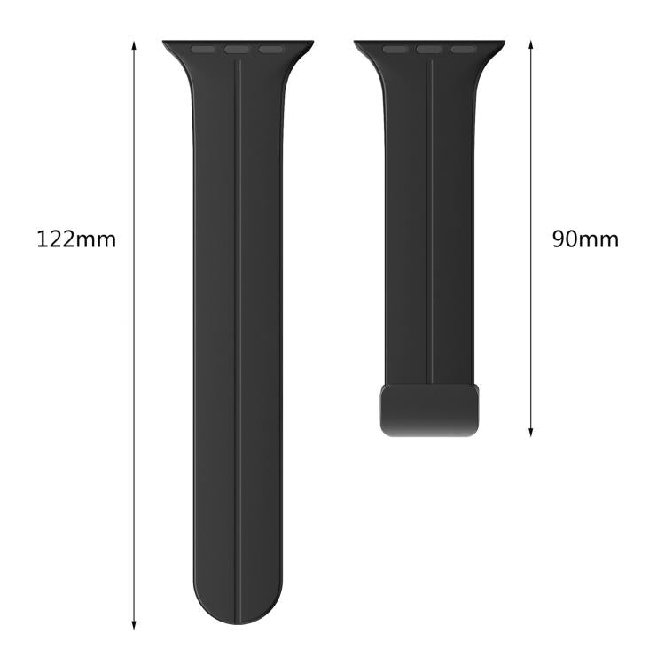 xDfind  Flat Head Groove Folding Black Buckle Silicone Watch Band, For Apple Watch 42 / 44 / 45 / 46 / 49mm, For Apple Watch 38 / 40 / 41 / S10 42mm