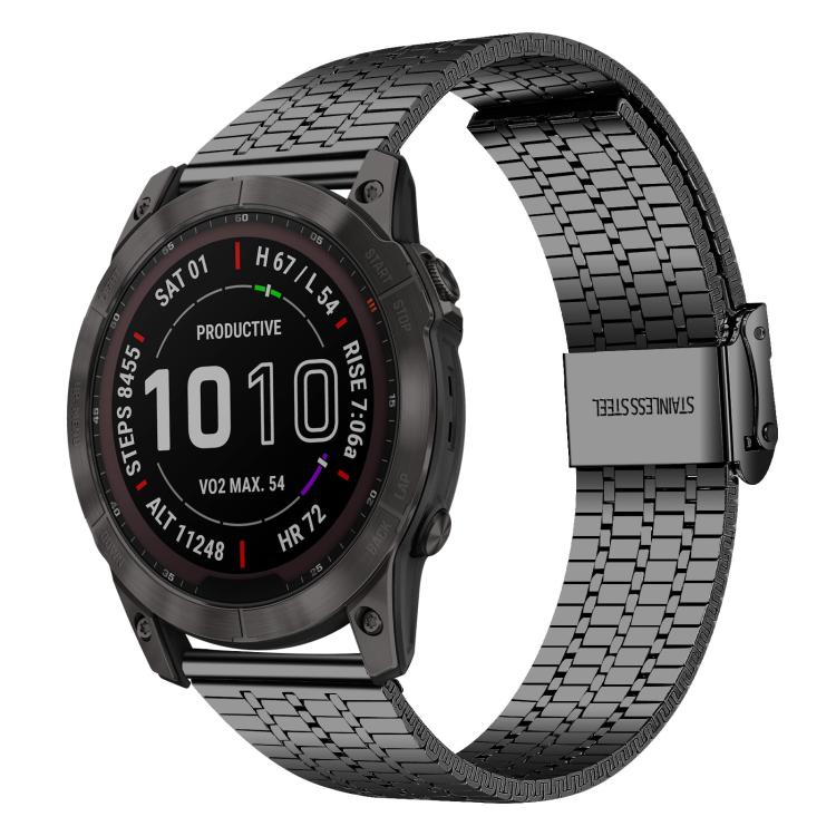 xDfind Seven Beads Buckle Stainless Steel Watch Band, For Garmin Fenix 8 / 7X / 6X / 5X 26mm, For Garmin Fenix 8 / 7 / 6 / 5 22mm