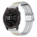 xDfind Seven Beads Buckle Stainless Steel Watch Band, For Garmin Fenix 8 / 7X / 6X / 5X 26mm, For Garmin Fenix 8 / 7 / 6 / 5 22mm