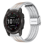 xDfind Seven Beads Buckle Stainless Steel Watch Band, For Garmin Fenix 8 / 7X / 6X / 5X 26mm, For Garmin Fenix 8 / 7 / 6 / 5 22mm
