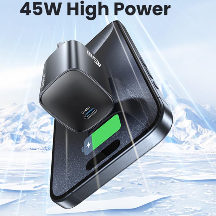 USAMS CC323 T66 45W USB-C / Type-C GaN Fast Charger, EU Plug, CC323