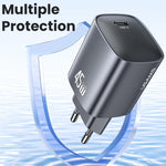 USAMS CC323 T66 45W USB-C / Type-C GaN Fast Charger, EU Plug, CC323