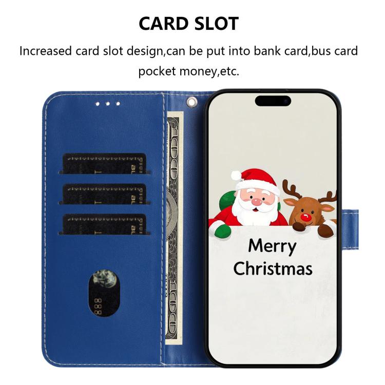 Christmas Series Buckle Leather Phone Case with Hand Strap, For iPhone 17e / 16e, For iPhone 17 Pro Max, For iPhone 17 Pro, For iPhone 17, For iPhone Air, For iPhone 16 Pro Max, For iPhone 16 Pro, For iPhone 16 Plus