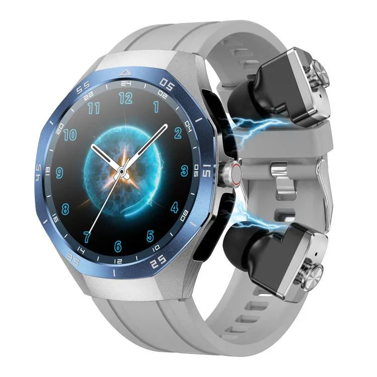 F38 Dual-ear Bluetooth Earphone Smart Watch IP67 Supports Heart Rate Monitoring, Silicone, Leather, Steel
