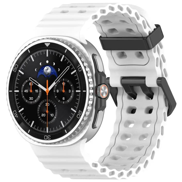 xDfind Black Buckle Ocean Solid Color Dual-row Hole Silicone Watch Band, For Samsung Galaxy Watch8 / 8 Classic