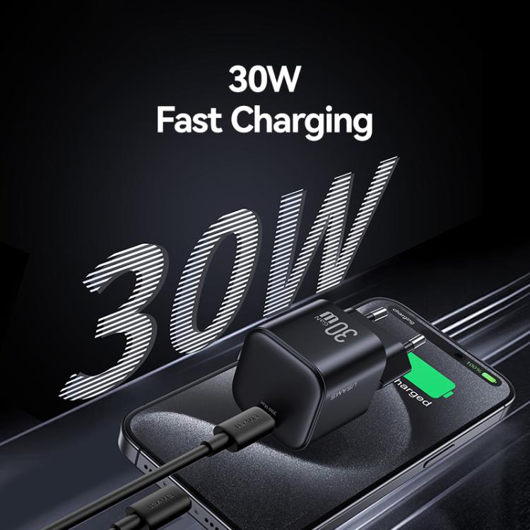 USAMS CC262 30W GaN USB-C / Type-C Port Mini Fast Charger, EU Plug