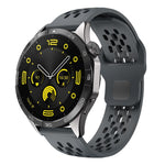 xDfind Flat Head Breathable Hole Black Buckle Silicone Watch Band, 20mm, 22mm