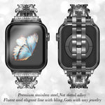 xDfind Butterfly-shaped Diamond Metal Watch Band, For Apple Watch 42 / 44 / 45 / 46 / 49mm, For Apple Watch 38 / 40 / 41 / S10 42mm