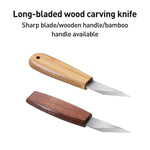 Long Blade Bevel Pointed Hand Carving Knife Utility Knife, Walnut, Bamboo