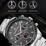NORTH EDGE LONGWINGS Outdoor Men Solar Charging Stainless Steel Strap Sports Watch
