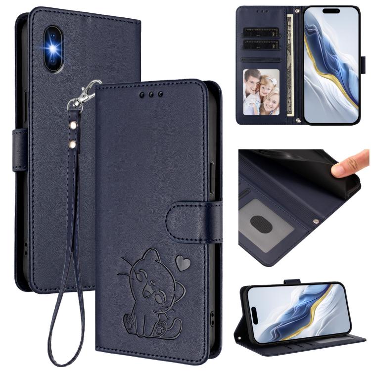 Embossed Heart Cat Leather Phone Case with Hand Strap, For iPhone 11 Pro Max, For iPhone 11, For iPhone 11 Pro, For iPhone X / XS