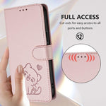 Embossed Heart Cat Leather Phone Case with Hand Strap, For iPhone 11 Pro Max, For iPhone 11, For iPhone 11 Pro, For iPhone X / XS