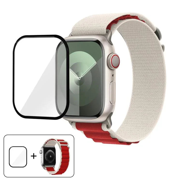 Buckle Loop Nylon Watch Band with 3D Curved Film, For Apple Watch Series 45mm