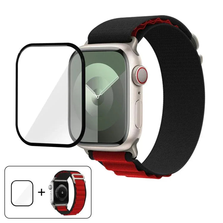 Buckle Loop Nylon Watch Band with 3D Curved Film, For Apple Watch Series 45mm