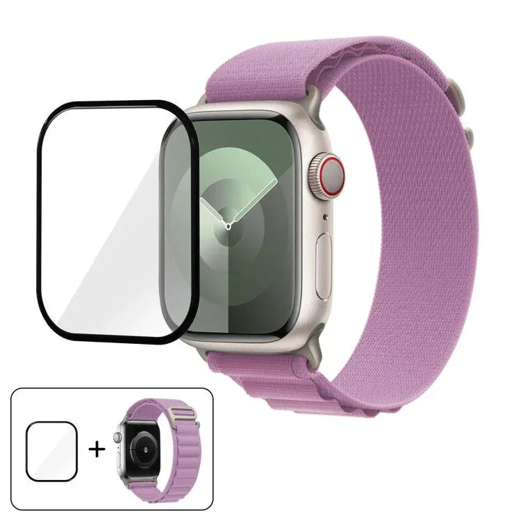 Buckle Loop Nylon Watch Band with 3D Curved Film, For Apple Watch Series 45mm