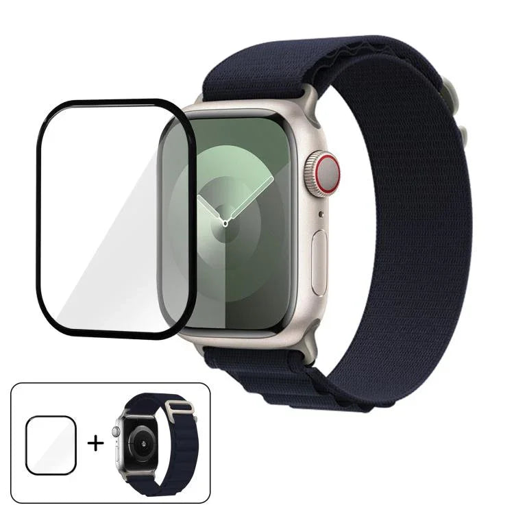 Buckle Loop Nylon Watch Band with 3D Curved Film, For Apple Watch Series 45mm
