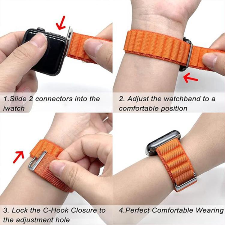 Buckle Loop Nylon Watch Band with 3D Curved Film, For Apple Watch Series 10 42mm