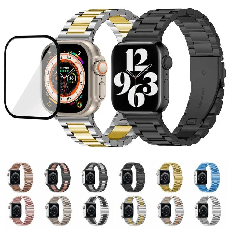 Three Beads Stainless Steel Watch Band with 3D Curved Film, For Apple Watch Series 42mm