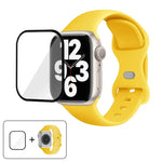 Butterfly Buckle Silicone Watch Band with 3D Curved Film, For Apple Watch Series 10 46mm, For Apple Watch Series 10 42mm, For Apple Watch Series 44mm