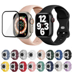 Butterfly Buckle Silicone Watch Band with 3D Curved Film, For Apple Watch Series 40mm, For Apple Watch Ultra 2 / 1 49mm, For Apple Watch Series 45mm
