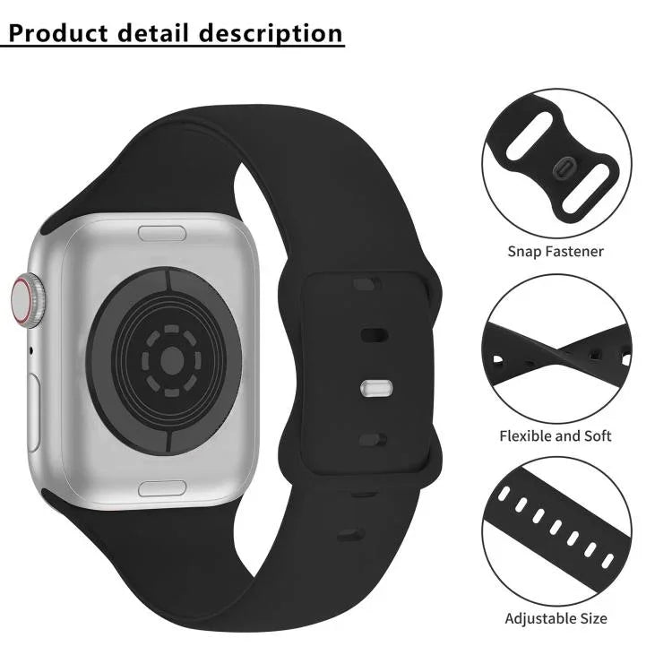 Butterfly Buckle Silicone Watch Band with 3D Curved Film, For Apple Watch Series 10 46mm, For Apple Watch Series 10 42mm, For Apple Watch Series 44mm