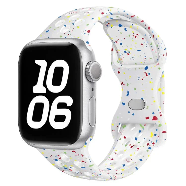 Butterfly Buckle Color Dot Silicone Watch Band with 3D Curved Film, For Apple Watch Series 42mm