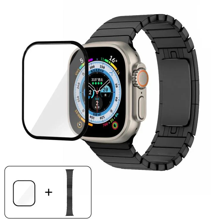Original Buckle 316 Steel Watch Band with 3D Curved Film, For Apple Watch Series 10 46mm, For Apple Watch Series 10 42mm, For Apple Watch Series 44mm, For Apple Watch Series 40mm, For Apple Watch Ultra 2 / 1 49mm, For Apple Watch Series 45mm           ...