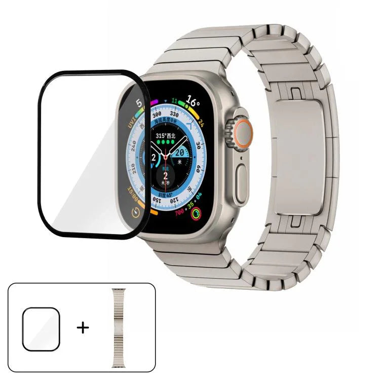 Original Buckle 316 Steel Watch Band with 3D Curved Film, For Apple Watch Series 10 46mm, For Apple Watch Series 10 42mm, For Apple Watch Series 44mm, For Apple Watch Series 40mm, For Apple Watch Ultra 2 / 1 49mm, For Apple Watch Series 45mm           ...
