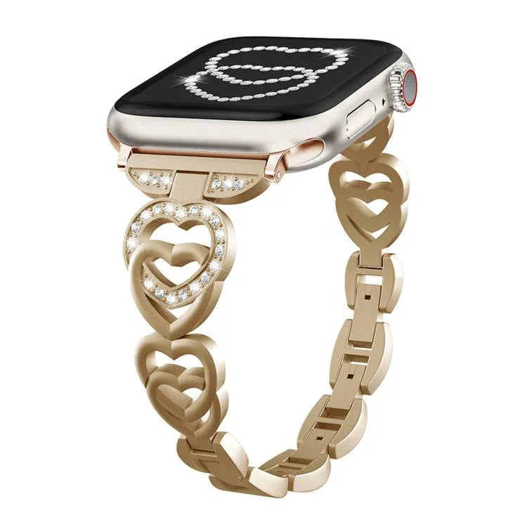 xDfind Double Heart Diamond Metal Watch Band, For Apple Watch 42 / 44 / 45 / 46 / 49mm, For Apple Watch 38 / 40 / 41 / S10 42mm