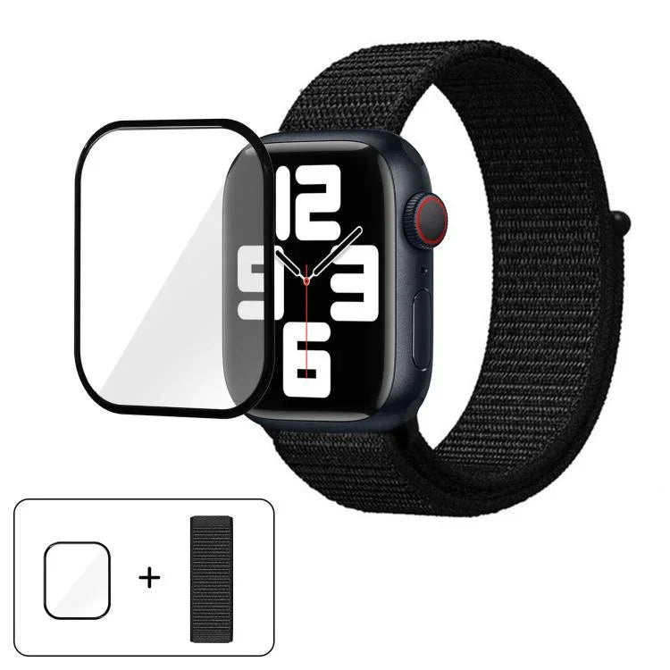 Basic Nylon Loop Watch Band with 3D Curved Film, For Apple Watch Series 10 46mm, For Apple Watch Series 10 42mm, For Apple Watch Series 44mm