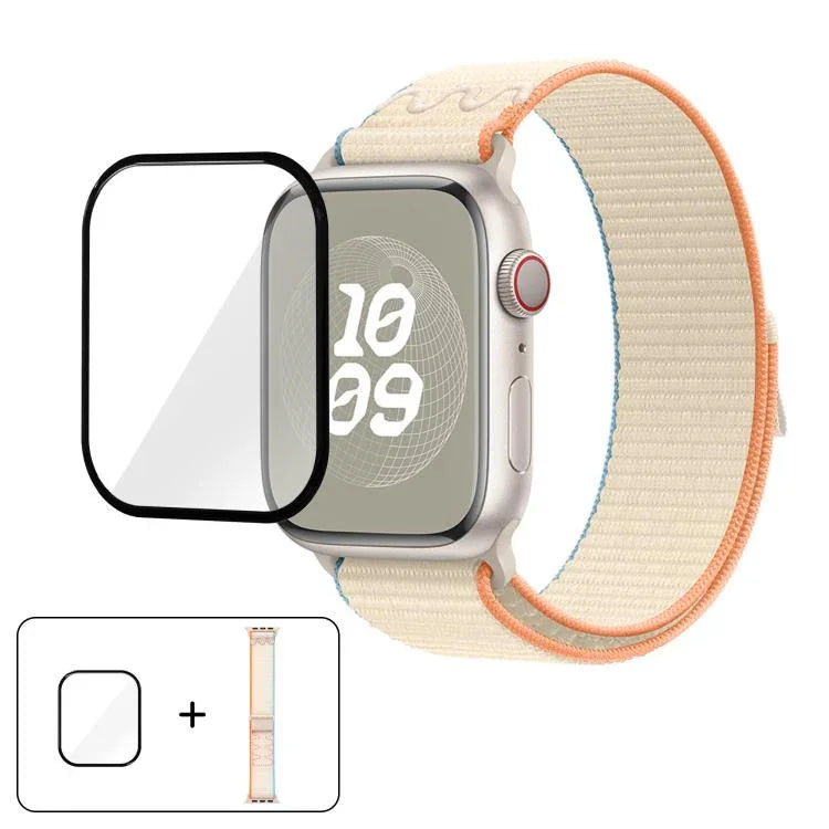Nylon Loop Watch Band with 3D Curved Film, For Apple Watch Series 10 46mm, For Apple Watch Series 10 42mm, For Apple Watch Series 44mm