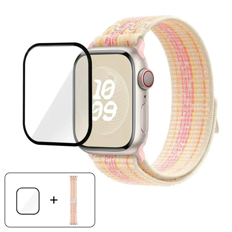 Nylon Loop Watch Band with 3D Curved Film, For Apple Watch Series 10 46mm, For Apple Watch Series 10 42mm, For Apple Watch Series 44mm