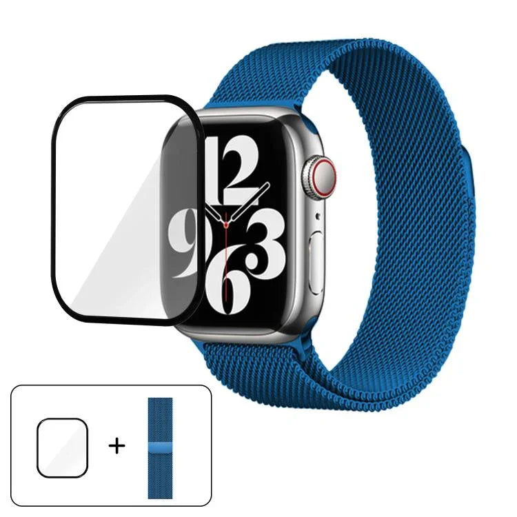 Milanese Stainless Steel Watch Band with 3D Curved Film, For Apple Watch Series 41mm, For Apple Watch Series 38mm, For Apple Watch Series 42mm