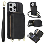 Crossbody Zipper RFID Card Bag Phone Case, For iPhone 17 Pro Max, For iPhone 17 Pro, For iPhone Air, For iPhone 15 Pro Max, For iPhone 15 Pro, For iPhone 15 Plus / 14 Plus