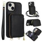 Crossbody Zipper RFID Card Bag Phone Case, For iPhone 17 Pro Max, For iPhone 17 Pro, For iPhone Air, For iPhone 15 Pro Max, For iPhone 15 Pro, For iPhone 15 Plus / 14 Plus
